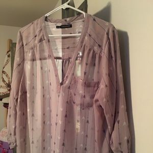 Maurice’s plus size sheer arrow detail ¾ blouse